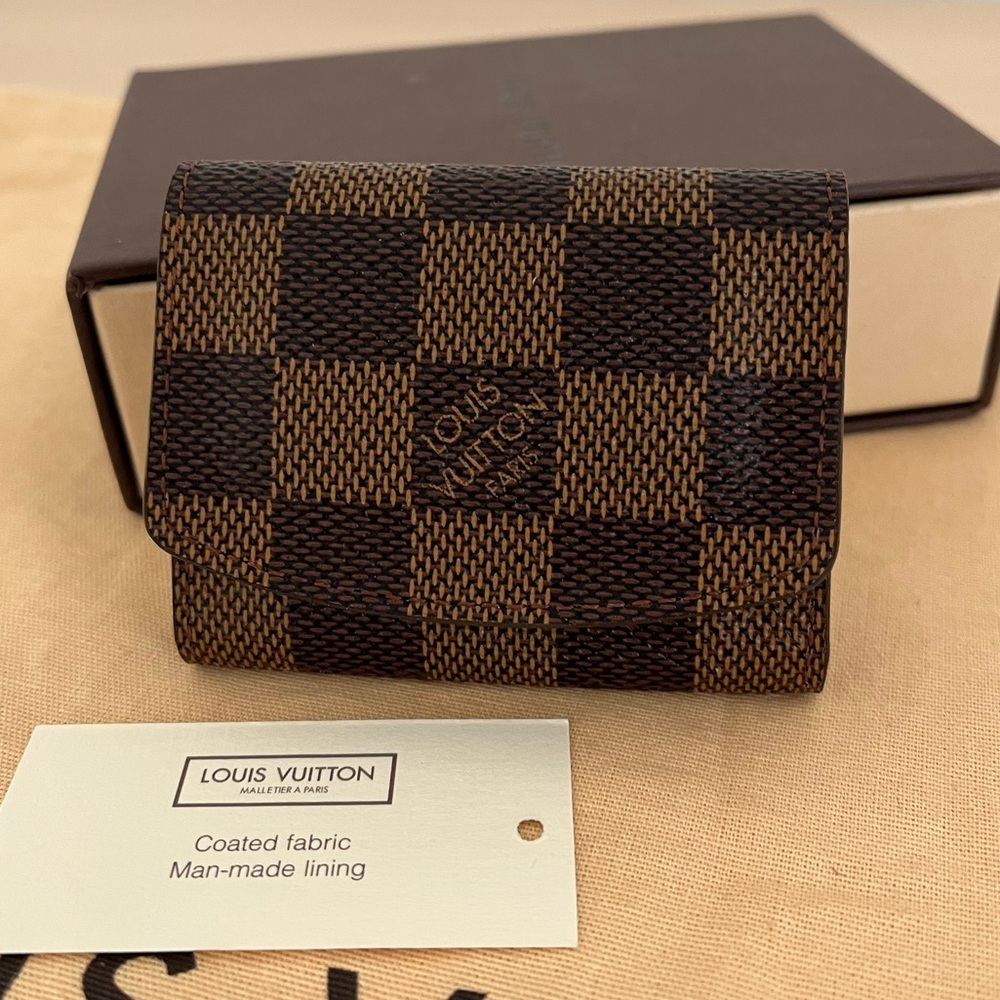Louis Vuitton Ebene Necklace Earring Cufflink Holder Dust bag Box Vintage Unisex